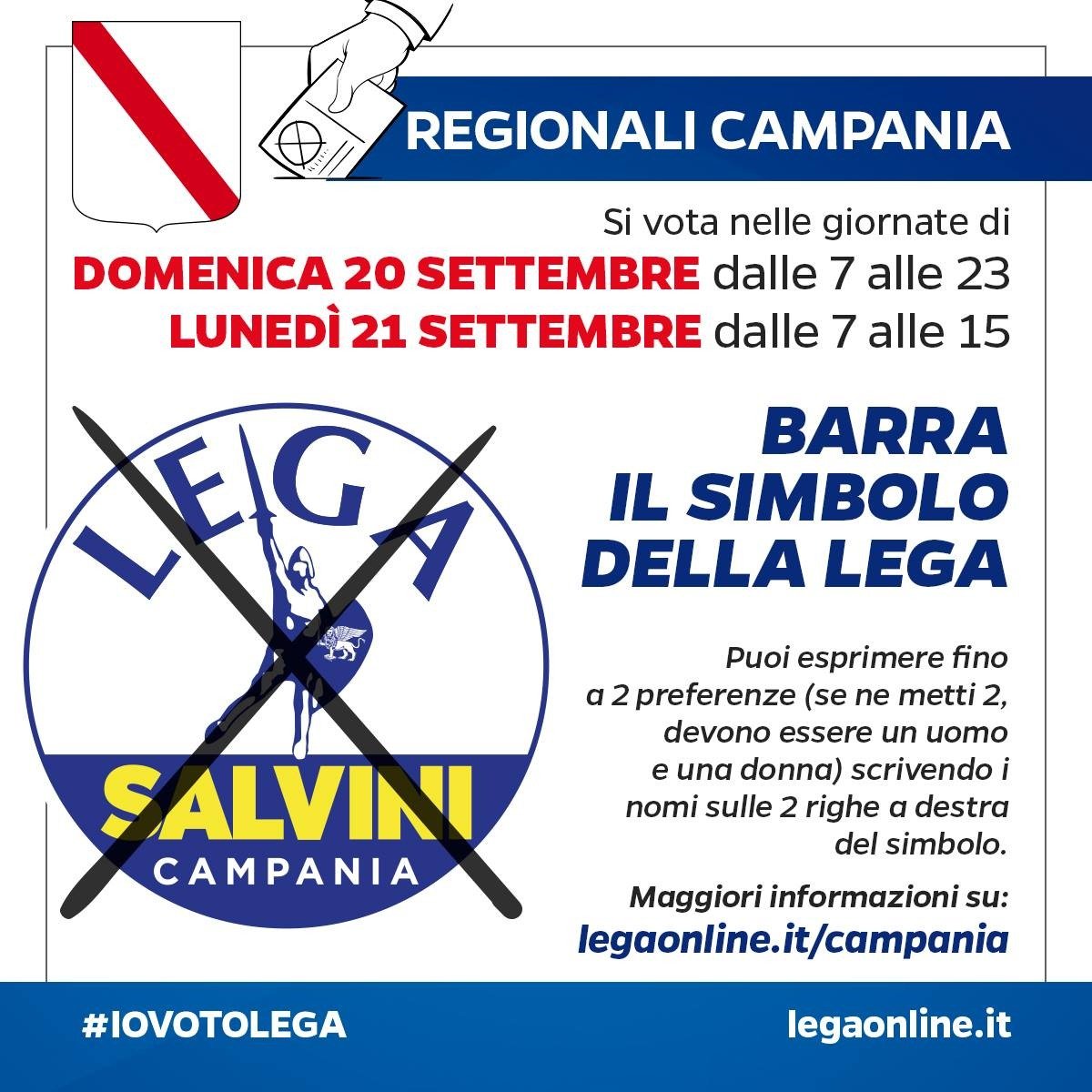 Domenica 20 settembre dalle 7 alle 23 e lunedì 21 settembre dalle 7 alle 15 VOTA LEGA! #STAVOLTAVOTOLEGA Domenica 20 settembre dalle 7 alle 23 e lunedì 21 settembre dalle 7 alle 15 VOTA LEGA! #STAVOLTAVOTOLEGA