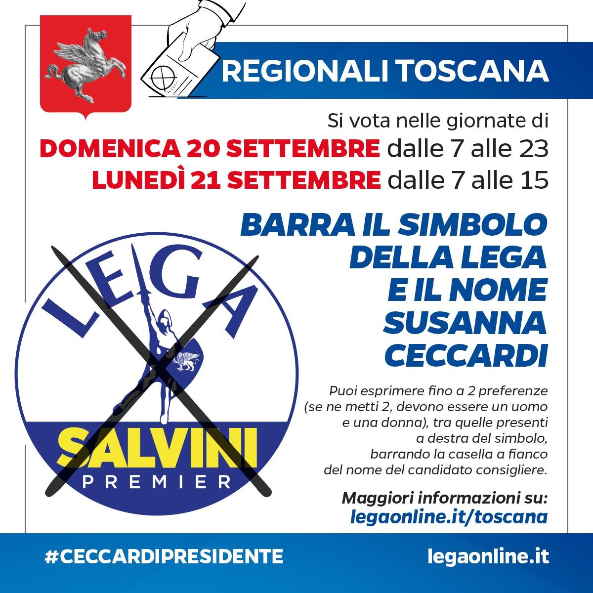 Domenica 20 settembre dalle 7 alle 23 e lunedì 21 settembre dalle 7 alle 15 VOTA LEGA! #CECCARDIPRESIDENTE Domenica 20 settembre dalle 7 alle 23 e lunedì 21 settembre dalle 7 alle 15 VOTA LEGA! #CECCARDIPRESIDENTE