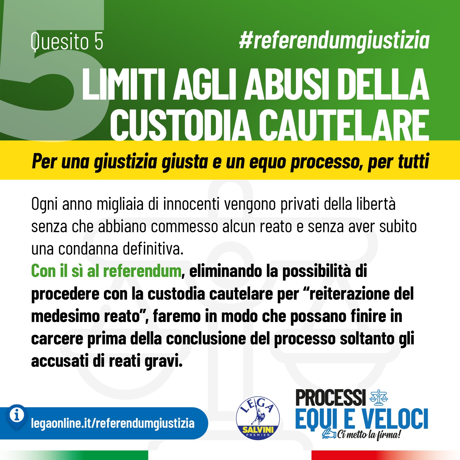 QUESITO 5 - LIMITI AGLI ABUSI DELLA CUSTODIA CAUTELARE QUESITO 5 - LIMITI AGLI ABUSI DELLA CUSTODIA CAUTELARE
